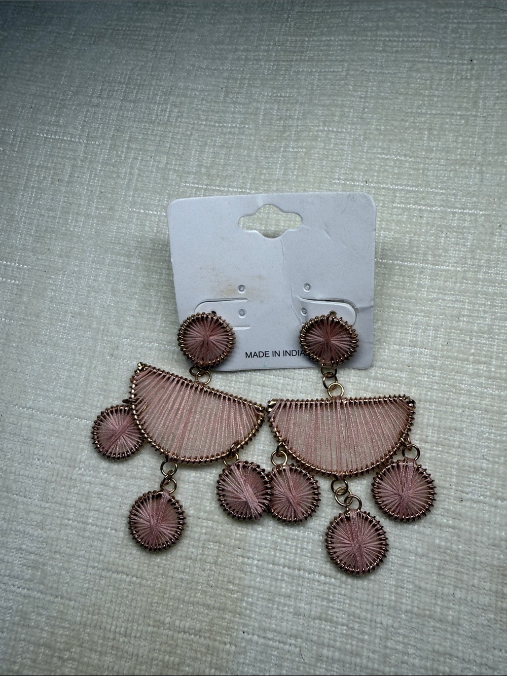 Pink Threadwork Dangle Earrings